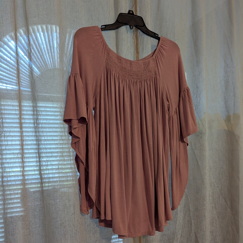 143 Story by Line Up Orange Asymmetrical Ruffled Blouse - Picture 2 of 8
